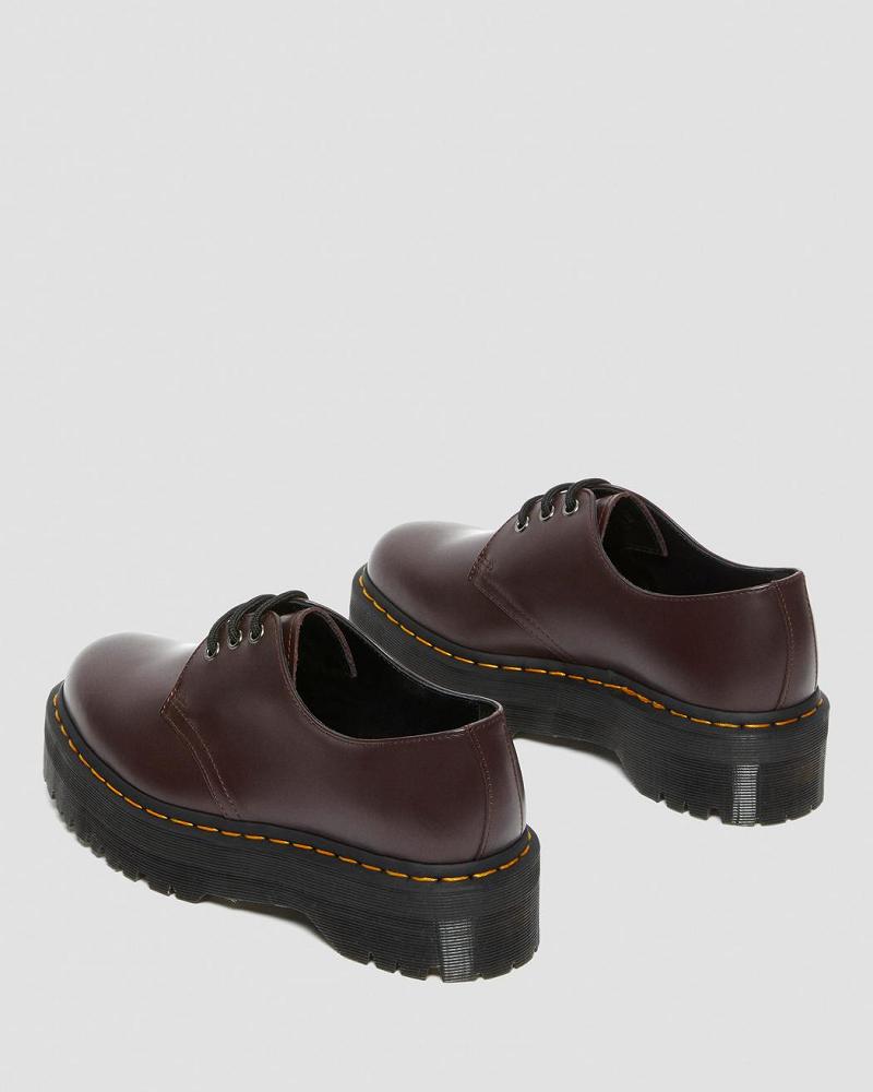 Dr Martens 1461 Smooth Læder Platform Sko Dame Bordeaux | DK 388GSO